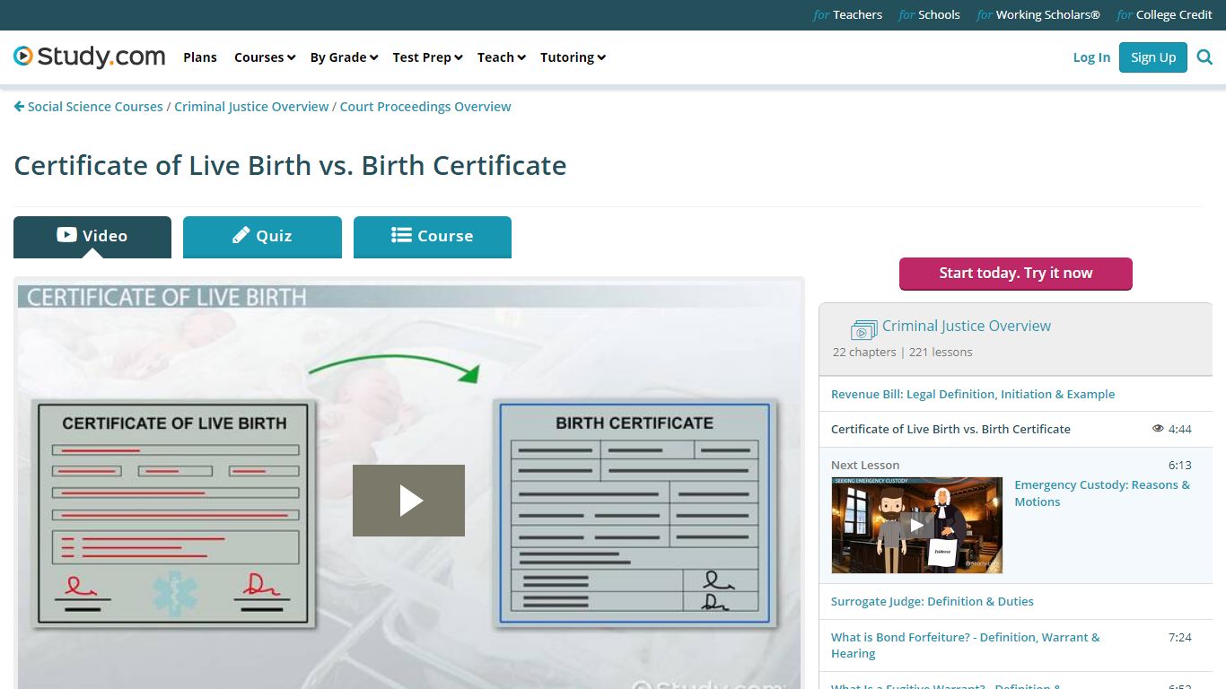 Certificate of Live Birth vs. Birth Certificate - Study.com